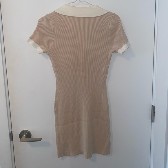 Contrast Trim Button Ribbed Bodycon Dress - Picture 4 of 5